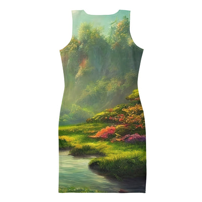 Bach im tropischen Wald - Landschaftsmalerei - Langes Damen Kleid (All-Over Print) camping xxx