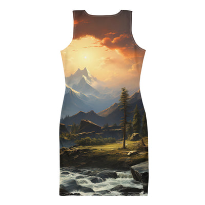 Berge, Sonne, steiniger Bach und Wolken - Epische Stimmung - Langes Damen Kleid (All-Over Print) berge xxx