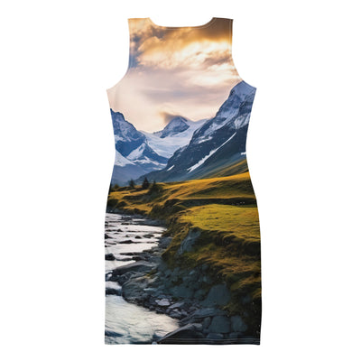 Berge und steiniger Bach - Epische Stimmung - Langes Damen Kleid (All-Over Print) berge xxx