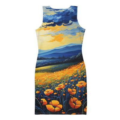 Berglandschaft mit schönen gelben Blumen - Landschaftsmalerei - Langes Damen Kleid (All-Over Print) berge xxx