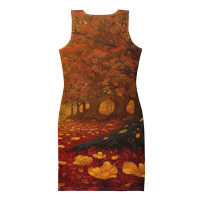 Wald im Herbst und kleiner Bach - Langes Damen Kleid (All-Over Print) camping xxx