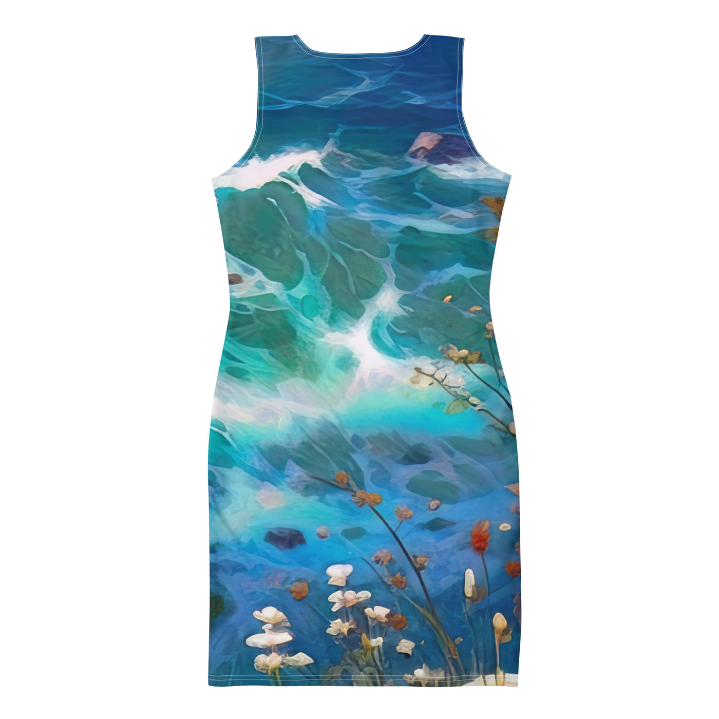 Berge, Blumen, Fluss und Steine - Malerei - Langes Damen Kleid (All-Over Print) camping xxx