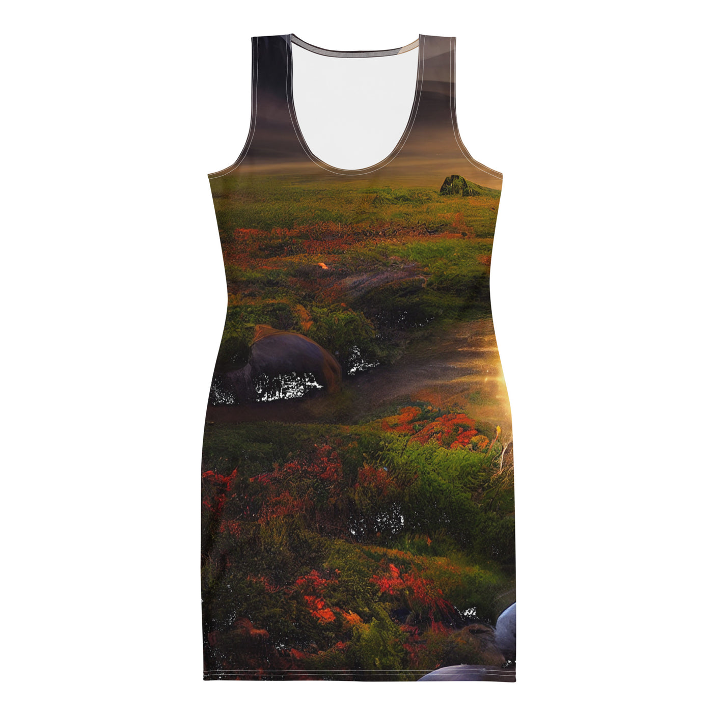 Landschaft mit wilder Atmosphäre - Malerei - Langes Damen Kleid (All-Over Print) berge xxx XL