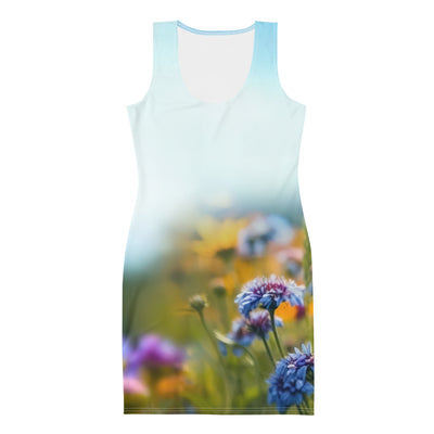 Foto von Blumen im Sonnenschein - Nahaufnahme - Langes Damen Kleid (All-Over Print) camping xxx XL