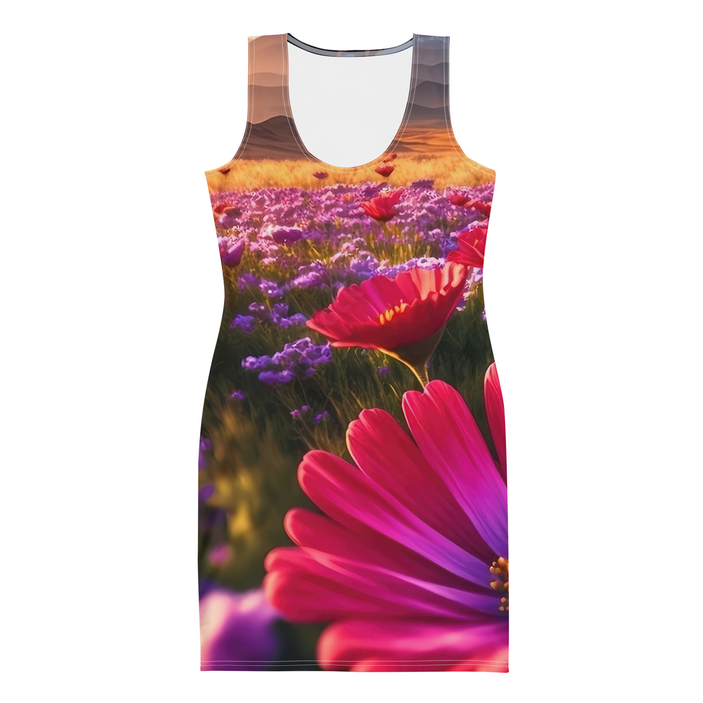 Wünderschöne Blumen und Berge im Hintergrund - Langes Damen Kleid (All-Over Print) berge xxx XL