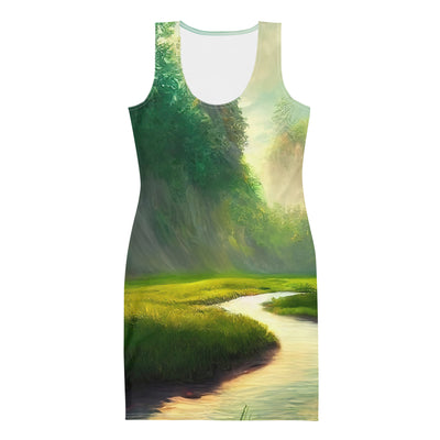 Bach im tropischen Wald - Landschaftsmalerei - Langes Damen Kleid (All-Over Print) camping xxx XL