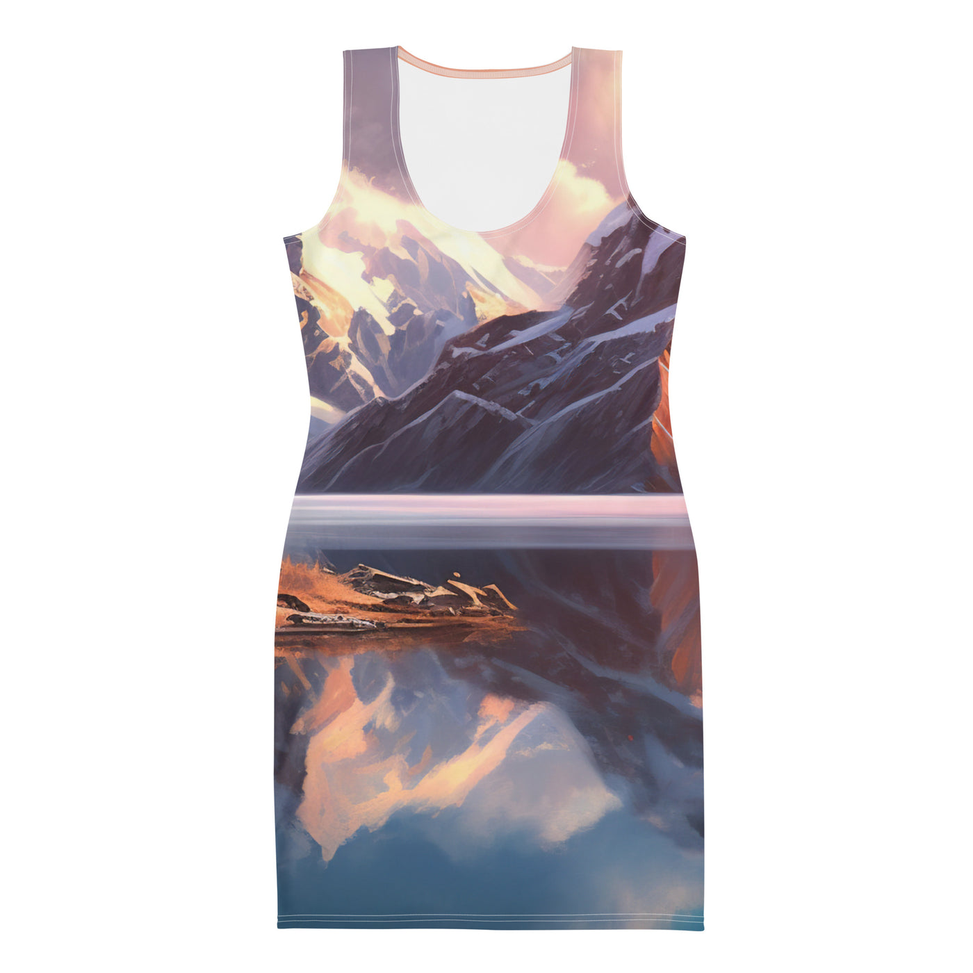 Berg und Bergsee - Landschaftsmalerei - Langes Damen Kleid (All-Over Print) berge xxx XL