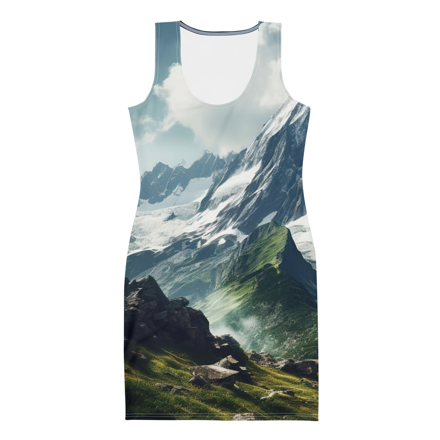 Gigantischer Berg - Landschaftsmalerei - Langes Damen Kleid (All-Over Print) berge xxx XL