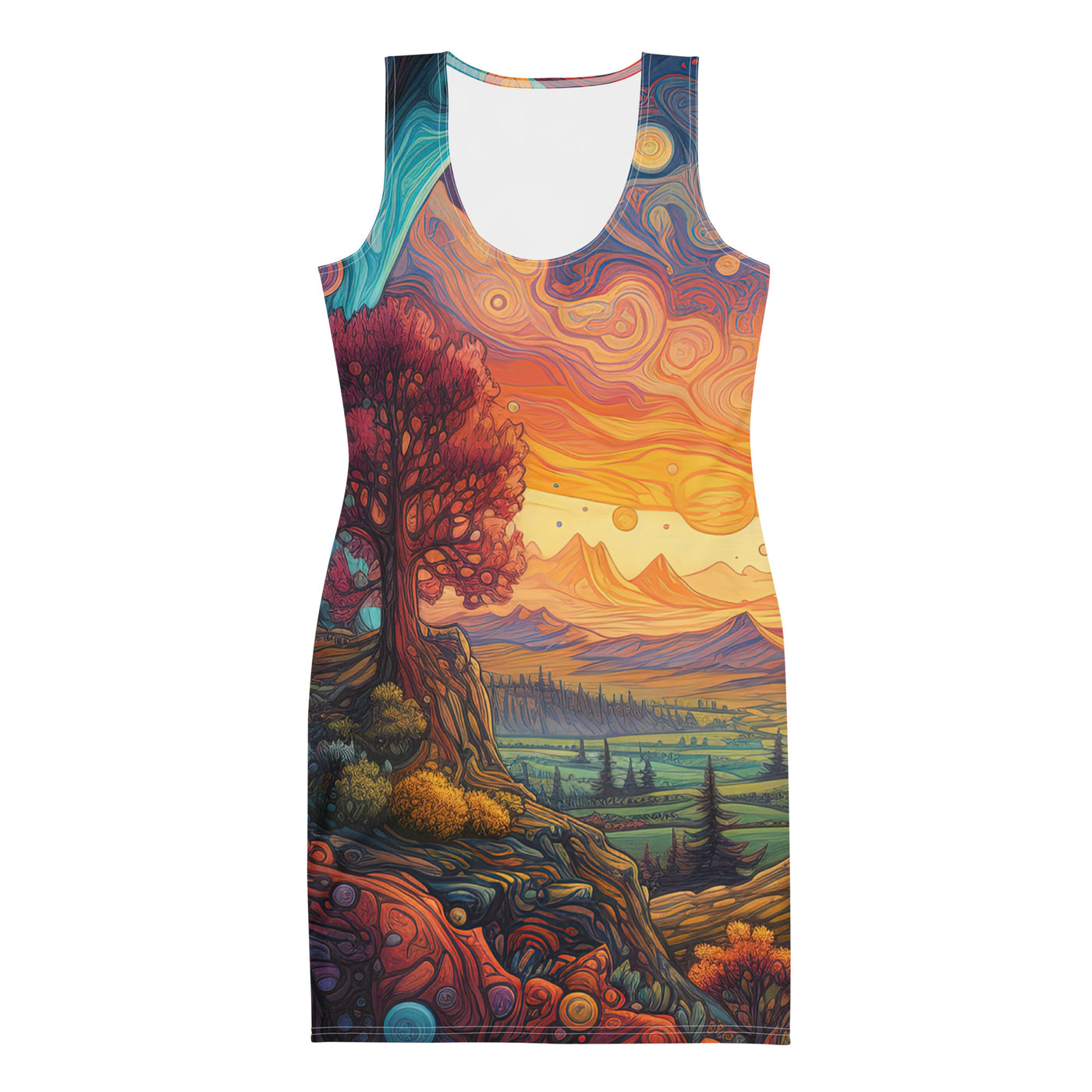 Hund auf Felsen - Epische bunte Landschaft - Malerei - Langes Damen Kleid (All-Over Print) camping xxx XL