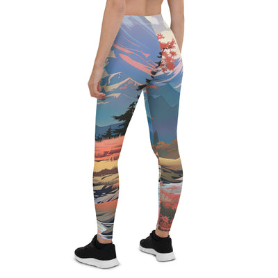 Berge. Fluss und Blumen - Malerei - Leggings (All-Over Print) berge xxx