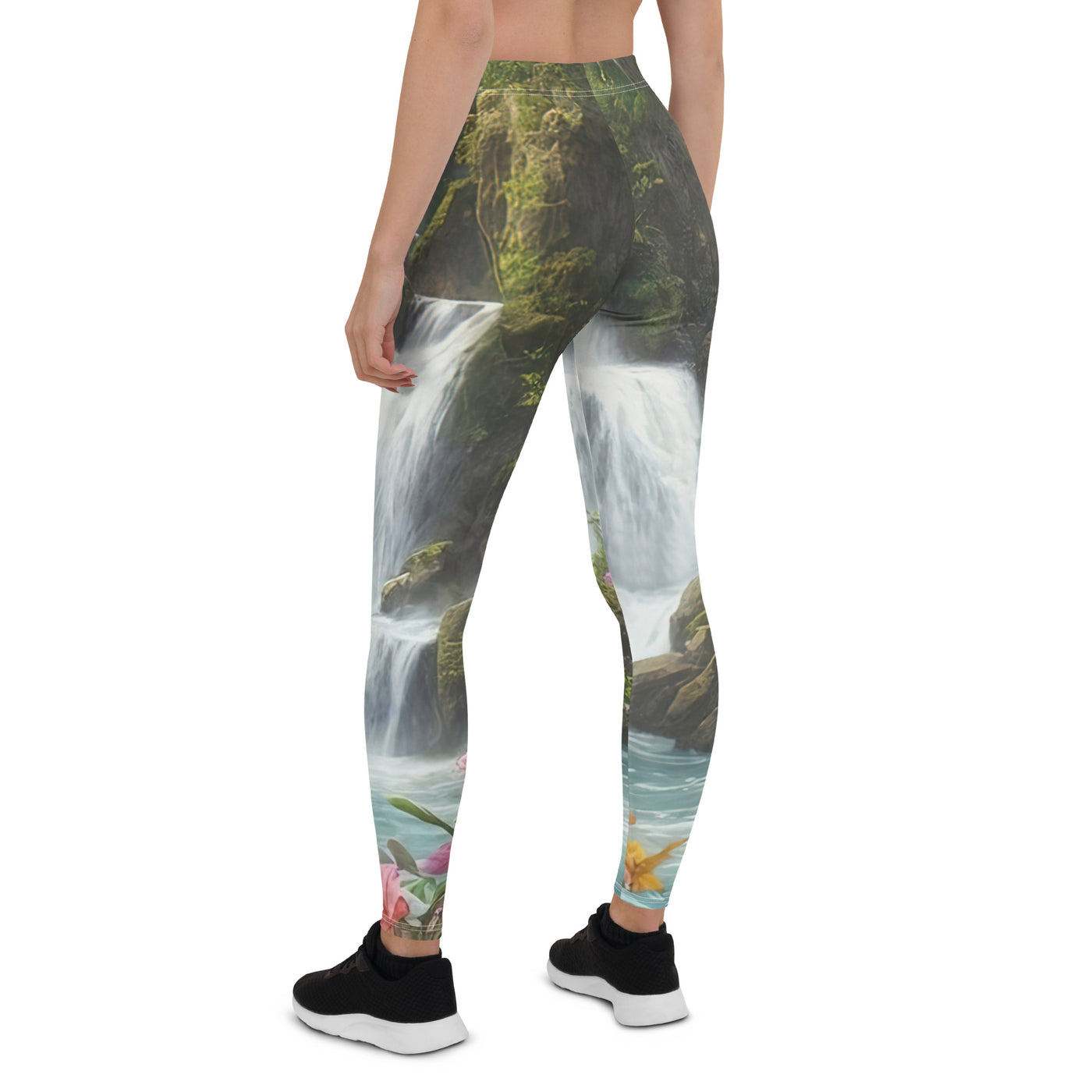 Wasserfall im Wald und Blumen - Schöne Malerei - Leggings (All-Over Print) camping xxx