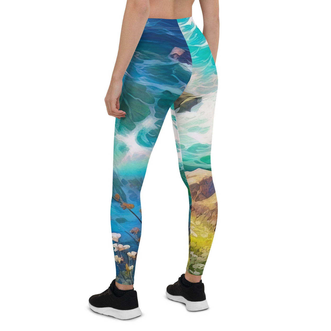 Berge, Blumen, Fluss und Steine - Malerei - Leggings (All-Over Print) camping xxx