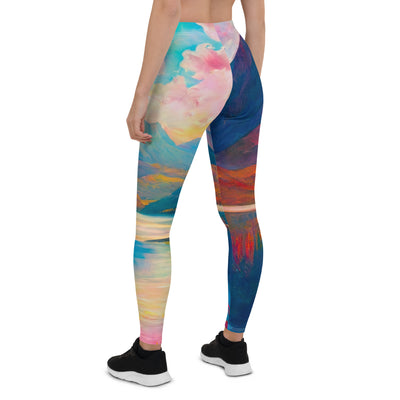 Berglandschaft und Bergsee - Farbige Ölmalerei - Leggings (All-Over Print) berge xxx