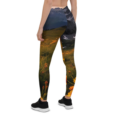 Gebirge, Sonnenblumen und Sonnenaufgang - Leggings (All-Over Print) berge xxx