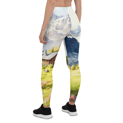 Epische Berge und Berghütte - Landschaftsmalerei - Leggings (All-Over Print) berge xxx