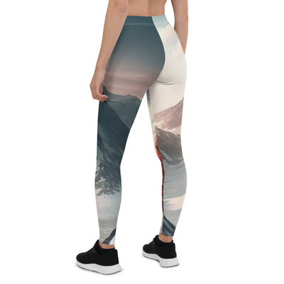 Wanderer von hinten vor einem Berg - Malerei - Leggings (All-Over Print) berge xxx