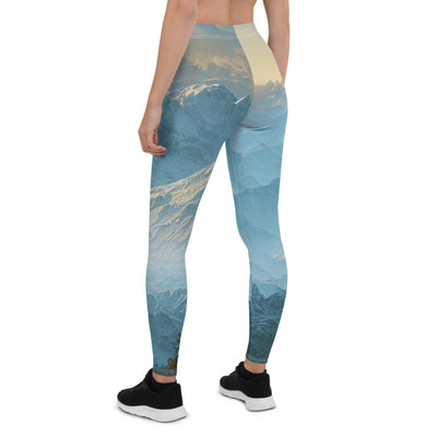 Schöne Berge mit Nebel bedeckt - Ölmalerei - Leggings (All-Over Print) berge xxx