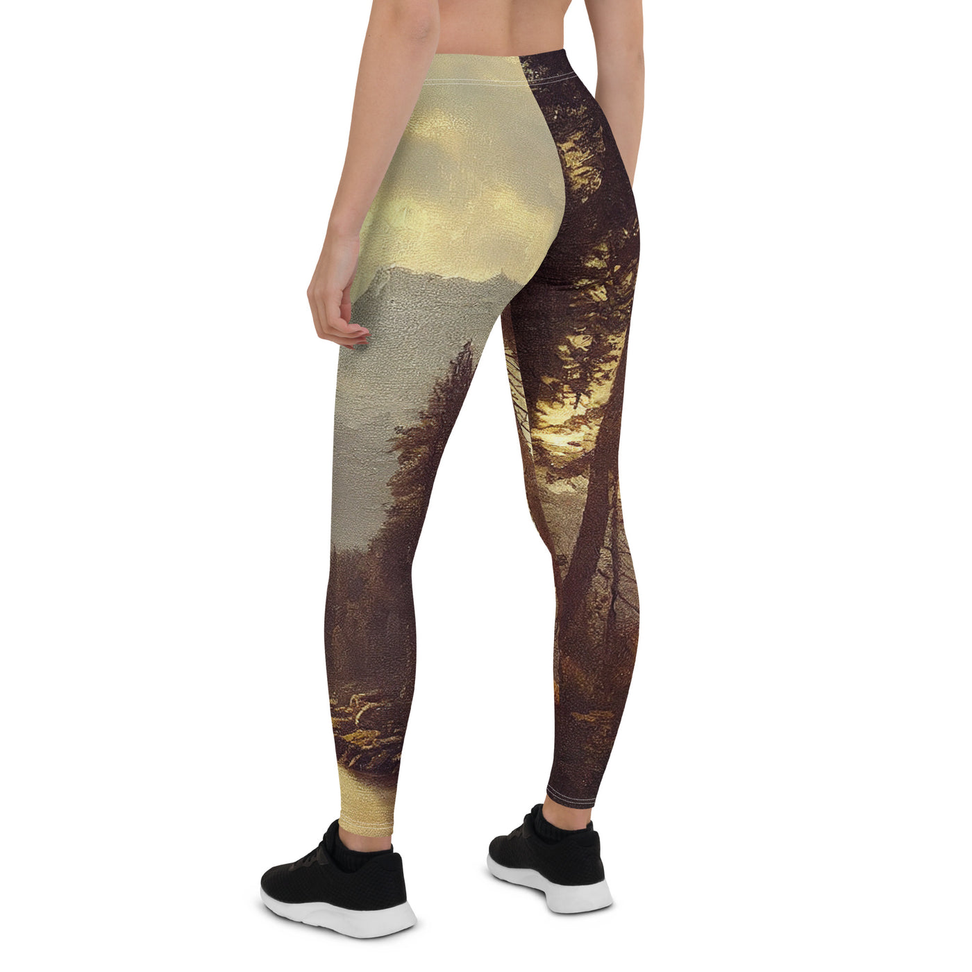 Landschaft mit Bergen, Fluss und Bäumen - Malerei - Leggings (All-Over Print) berge xxx