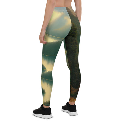Landschaft mit Bergen, See und viel grüne Natur - Malerei - Leggings (All-Over Print) berge xxx