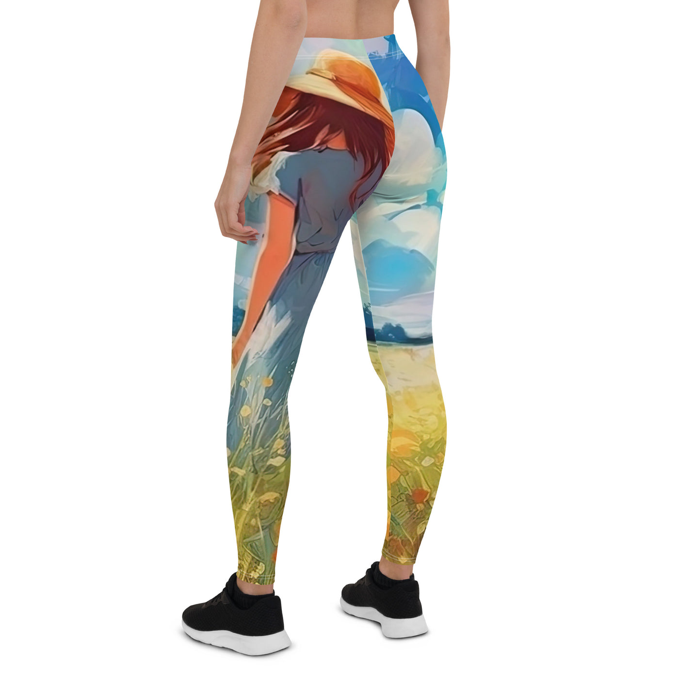 Dame mit Hut im Feld mit Blumen - Landschaftsmalerei - Leggings (All-Over Print) camping xxx