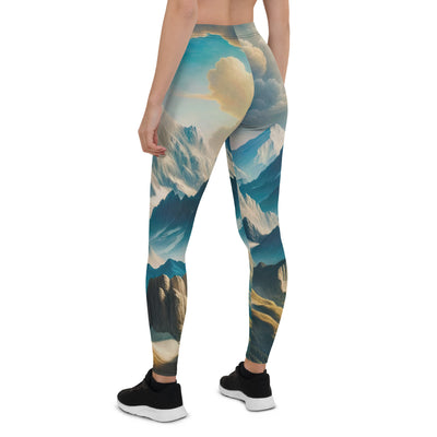 Ein Gemälde von Bergen, das eine epische Atmosphäre ausstrahlt. Kunst der Frührenaissance - Leggings (All-Over Print) berge xxx yyy zzz