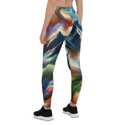 Lebendige Alpen und Bären Sillhouette über Berggipfel - Abstraktes Gemälde - Leggings (All-Over Print) camping xxx yyy zzz