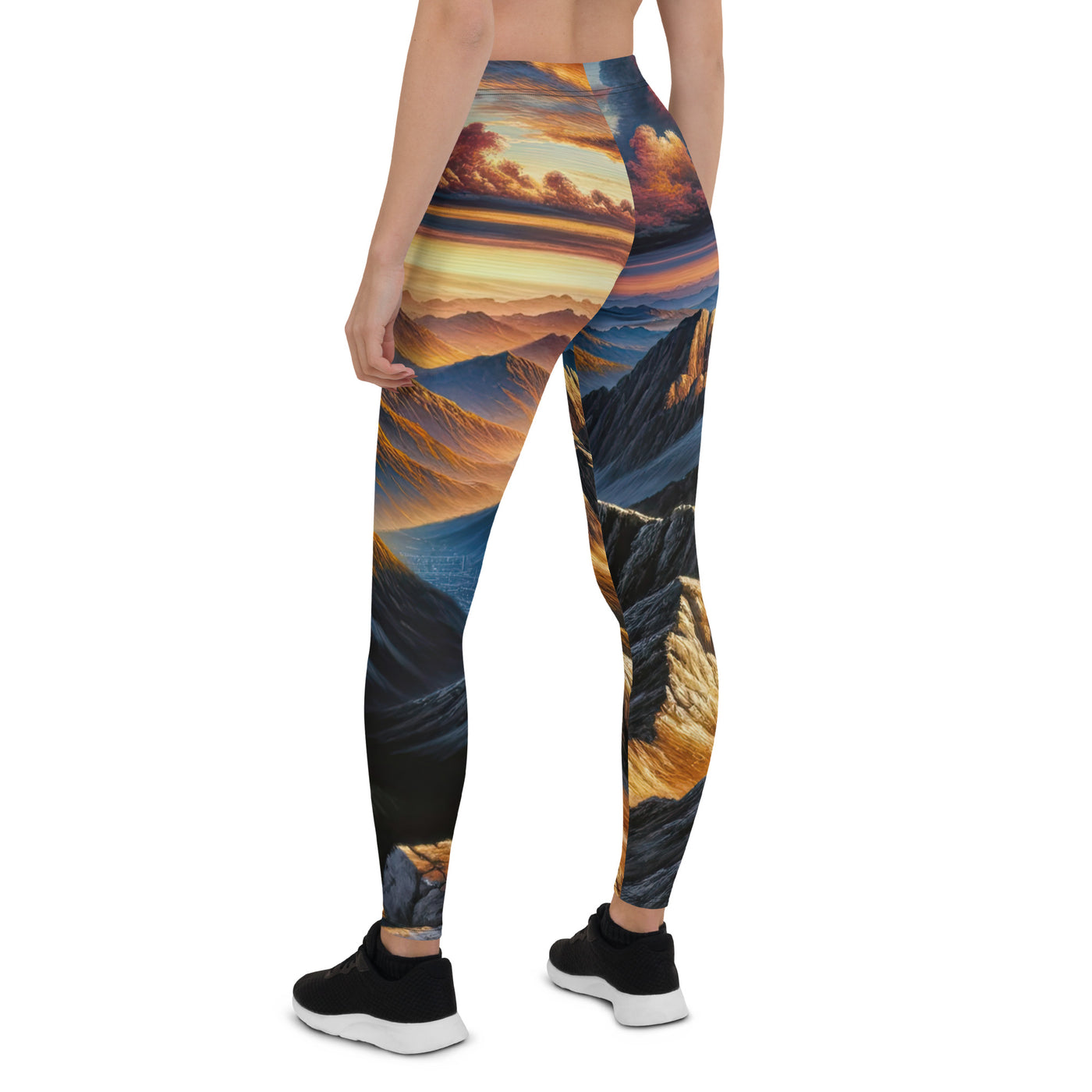 Alpen in Abenddämmerung: Acrylgemälde mit beleuchteten Berggipfeln - Leggings (All-Over Print) berge xxx yyy zzz