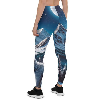 Sternennacht und Eisbär: Acrylgemälde mit Milchstraße, Alpen und schneebedeckte Gipfel - Leggings (All-Over Print) camping xxx yyy zzz