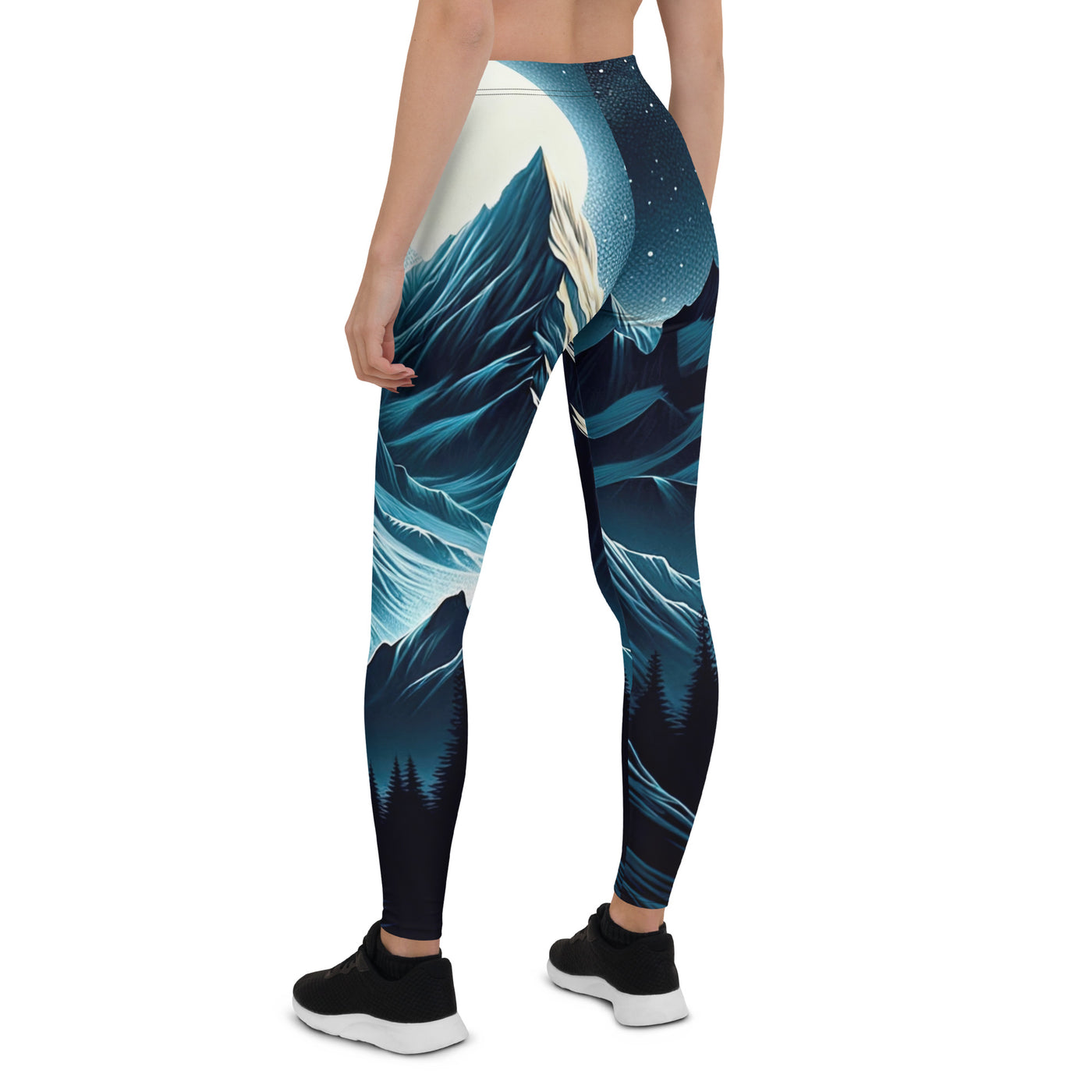 Alpennacht mit Zelt: Mondglanz auf Gipfeln und Tälern, sternenklarer Himmel - Leggings (All-Over Print) berge xxx yyy zzz