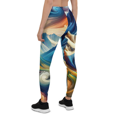 Abstrakte Kunst der Alpen mit lebendigen Farben und wirbelnden Mustern, majestätischen Gipfel und Täler - Leggings (All-Over Print) berge xxx yyy zzz