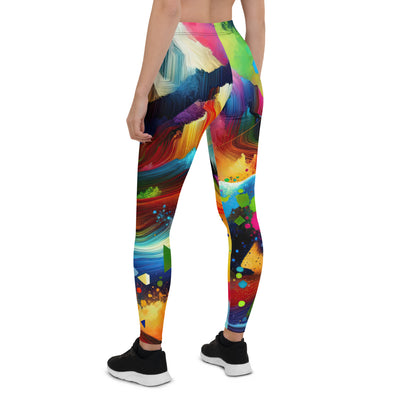 Neonfarbener Alpen Bär in abstrakten geometrischen Formen - Leggings (All-Over Print) camping xxx yyy zzz