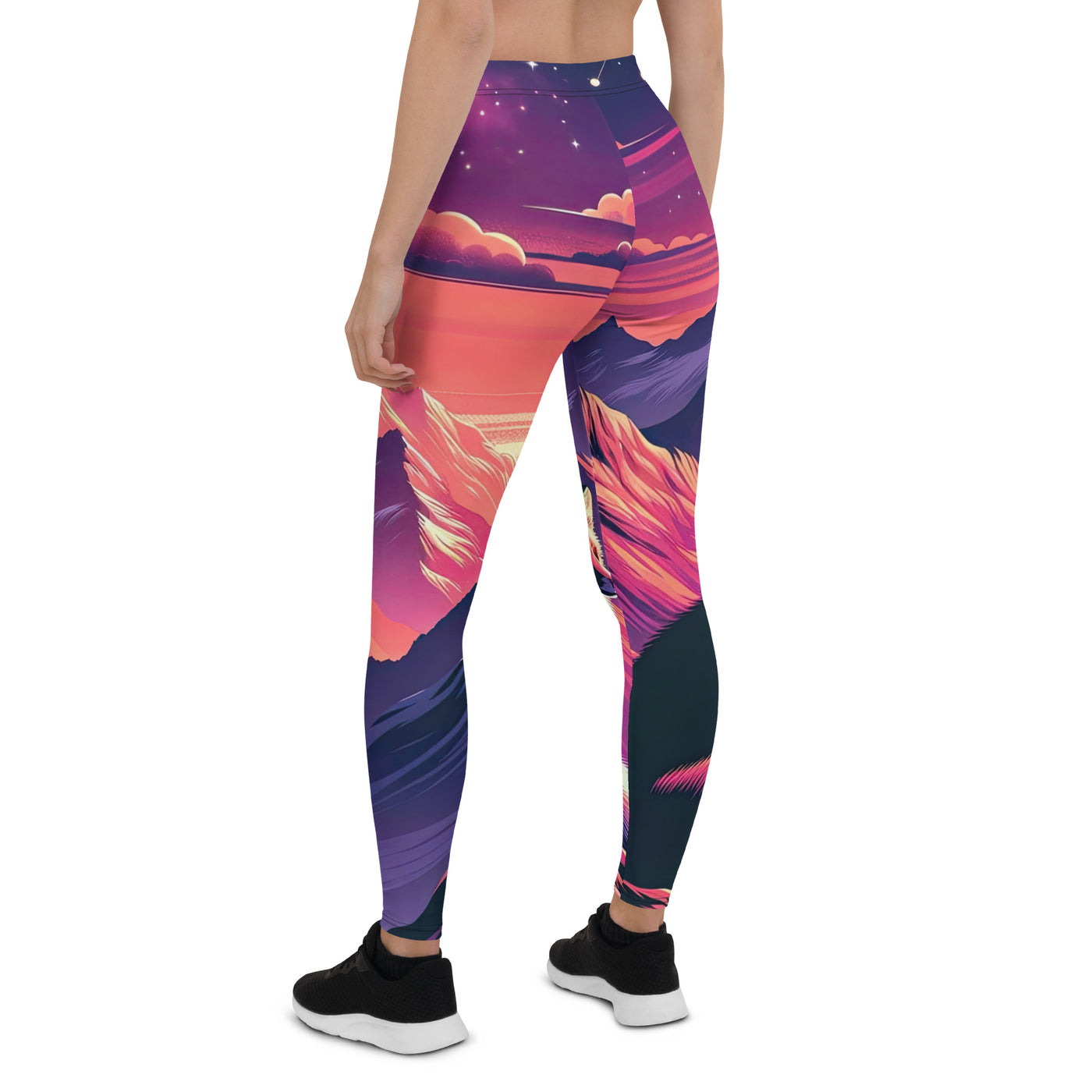 Fuchs im dramatischen Sonnenuntergang: Digitale Bergillustration in Abendfarben - Leggings (All-Over Print) camping xxx yyy zzz