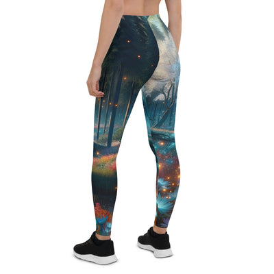 Ätherischer Alpenwald: Digitale Darstellung mit leuchtenden Bäumen und Blumen - Leggings (All-Over Print) camping xxx yyy zzz