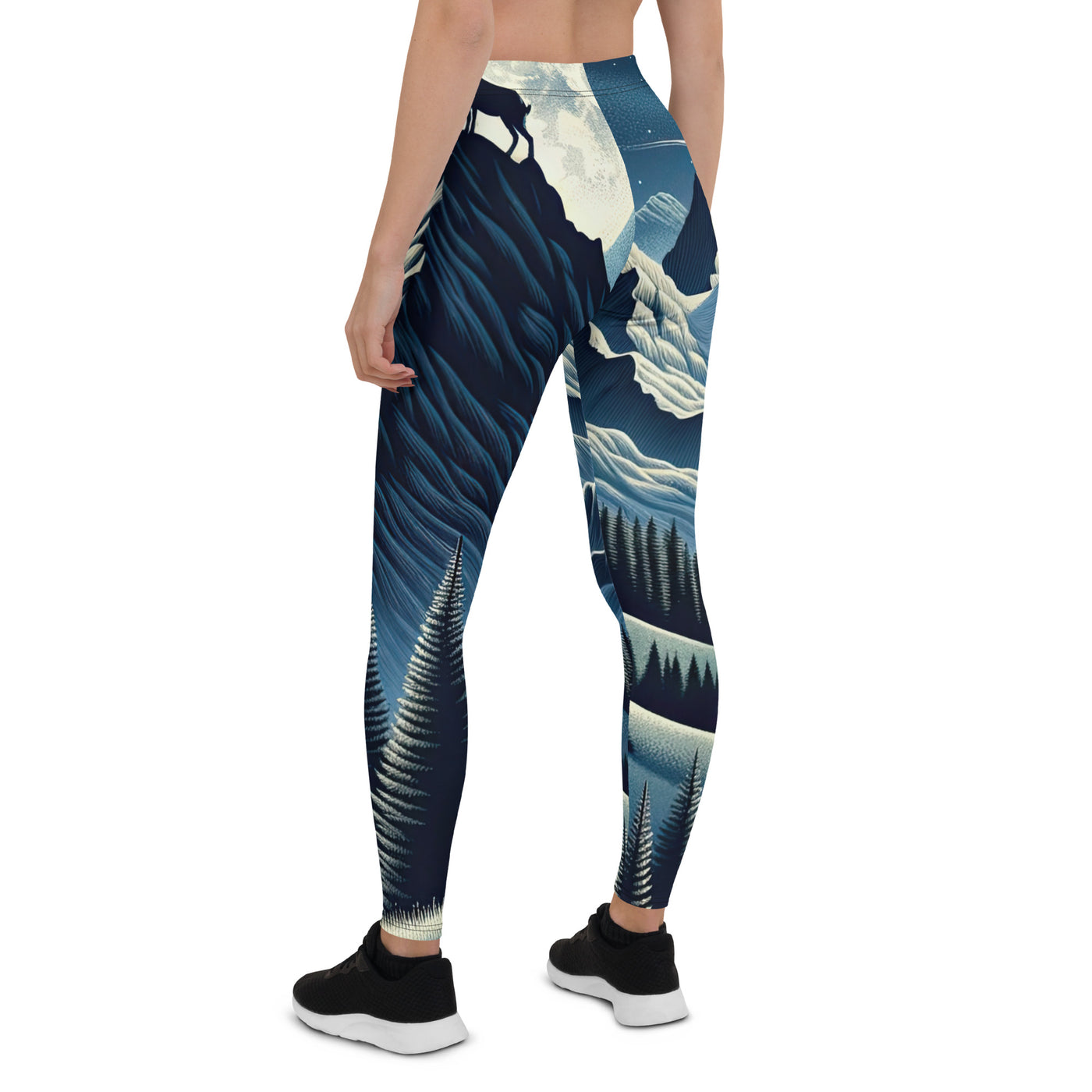 Steinbock in Alpennacht, silberne Berge und Sternenhimmel - Leggings (All-Over Print) berge xxx yyy zzz