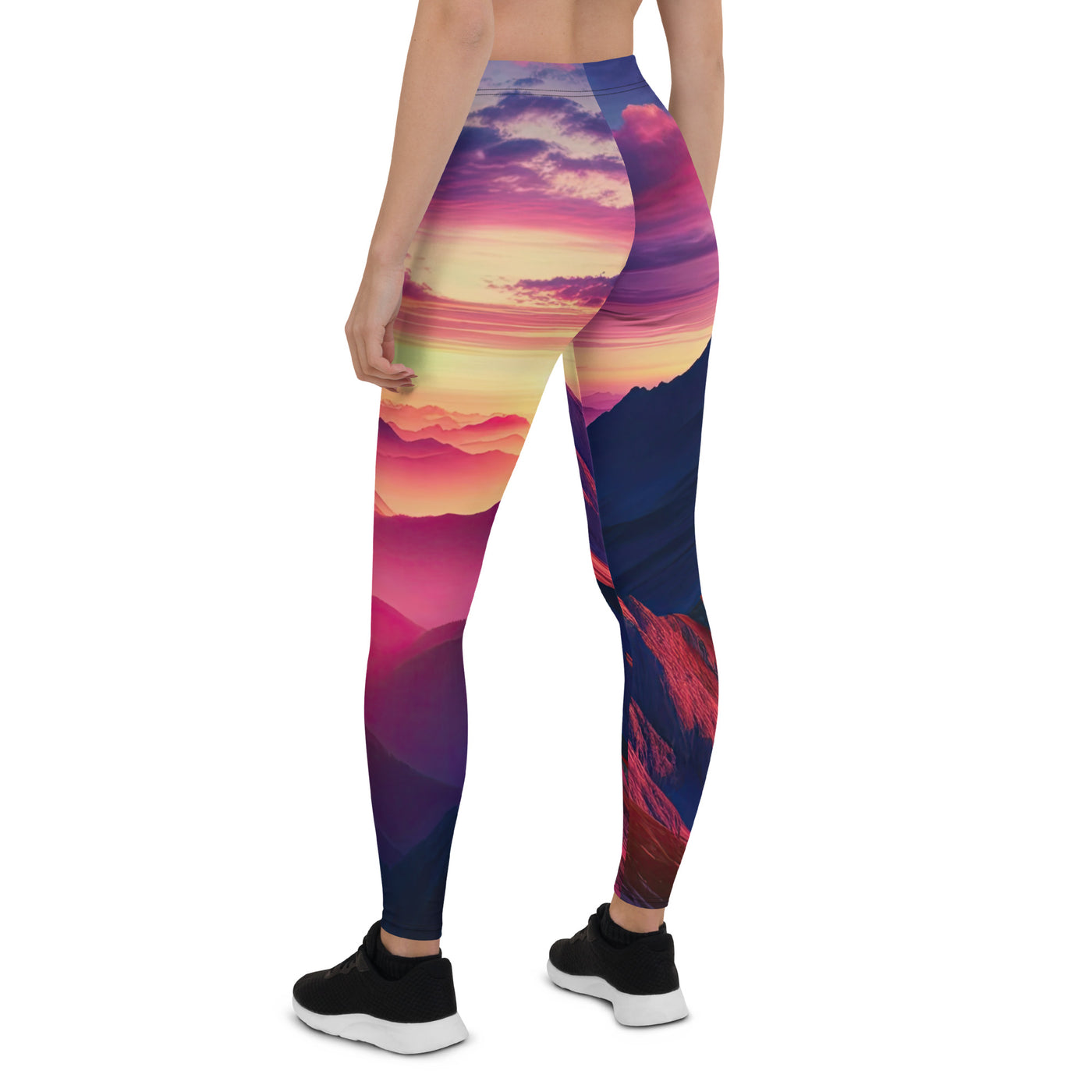 Dramatischer Alpen-Sonnenaufgang, Gipfelkreuz und warme Himmelsfarben - Leggings (All-Over Print) berge xxx yyy zzz