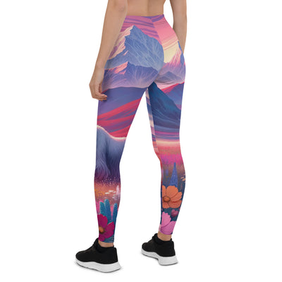 Verträumte Berg-Abenddämmerung mit Hochlandrind und blumigem Glanz - Leggings (All-Over Print) berge xxx yyy zzz