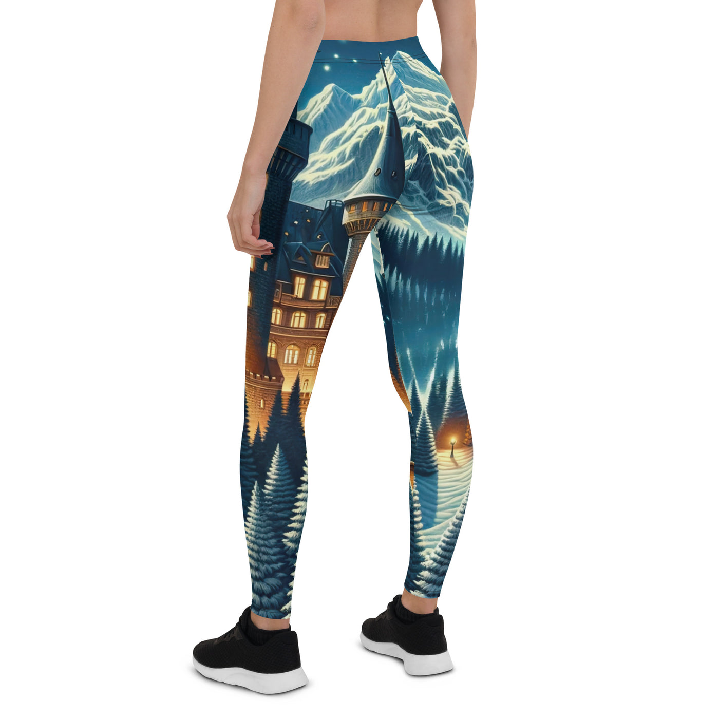 Mondhelle Schlossnacht in den Alpen, sternenklarer Himmel - Leggings (All-Over Print) berge xxx yyy zzz