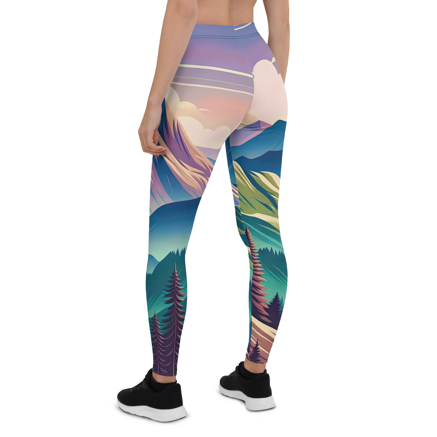 Harmonische Berglandschaft mit Schweizer Flagge auf Gipfel - Leggings (All-Over Print) berge xxx yyy zzz