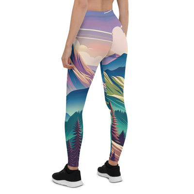 Harmonische Berglandschaft mit Schweizer Flagge auf Gipfel - Leggings (All-Over Print) berge xxx yyy zzz