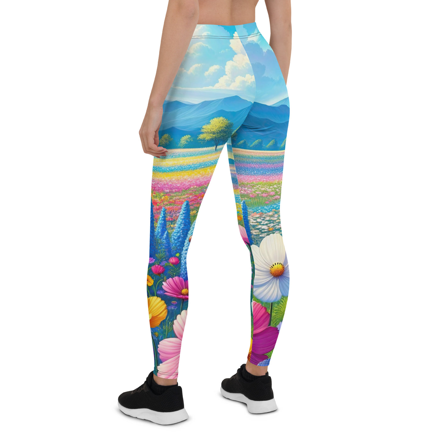 Weitläufiges Blumenfeld unter himmelblauem Himmel, leuchtende Flora - Leggings (All-Over Print) camping xxx yyy zzz