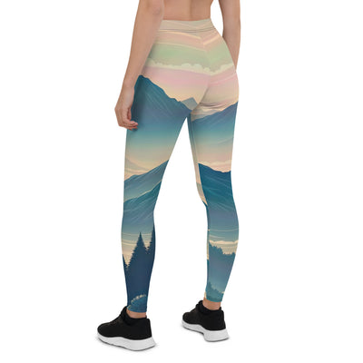 Bergszene bei Morgendämmerung, erste Sonnenstrahlen auf Bergrücken - Leggings (All-Over Print) berge xxx yyy zzz