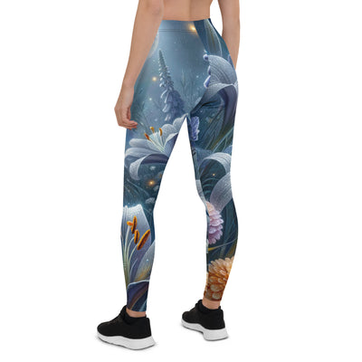 Ätherische Mondnacht auf blühender Wiese, silbriger Blumenglanz - Leggings (All-Over Print) camping xxx yyy zzz