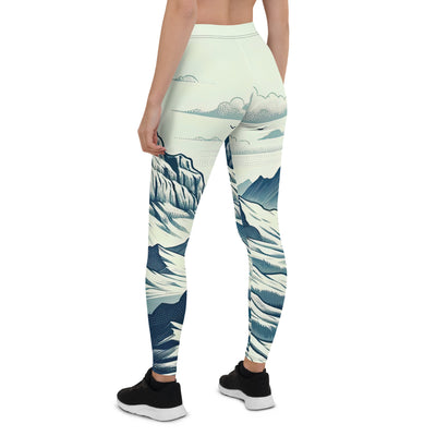 Ausgedehnte Bergkette mit dominierendem Gipfel und wehender Schweizer Flagge - Leggings (All-Over Print) berge xxx yyy zzz