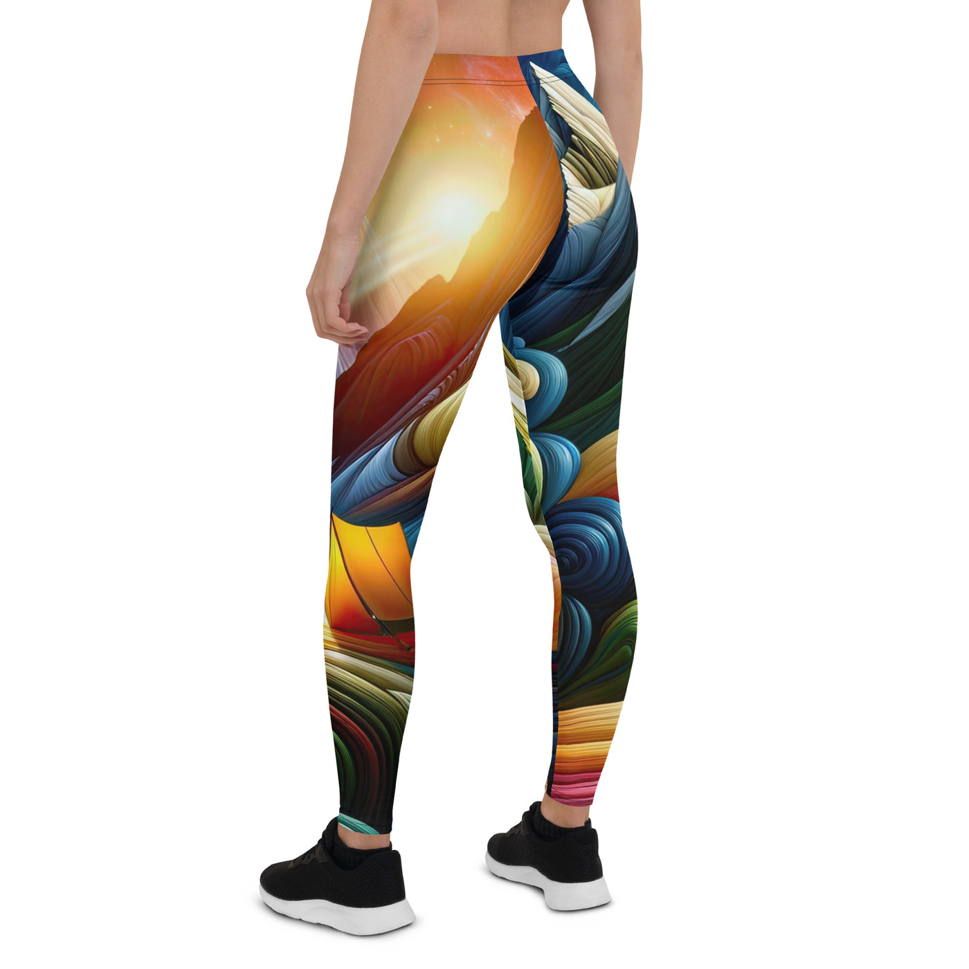 Abstrakte Bergwelt in lebendigen Farben mit Zelt - Leggings (All-Over Print) camping xxx yyy zzz