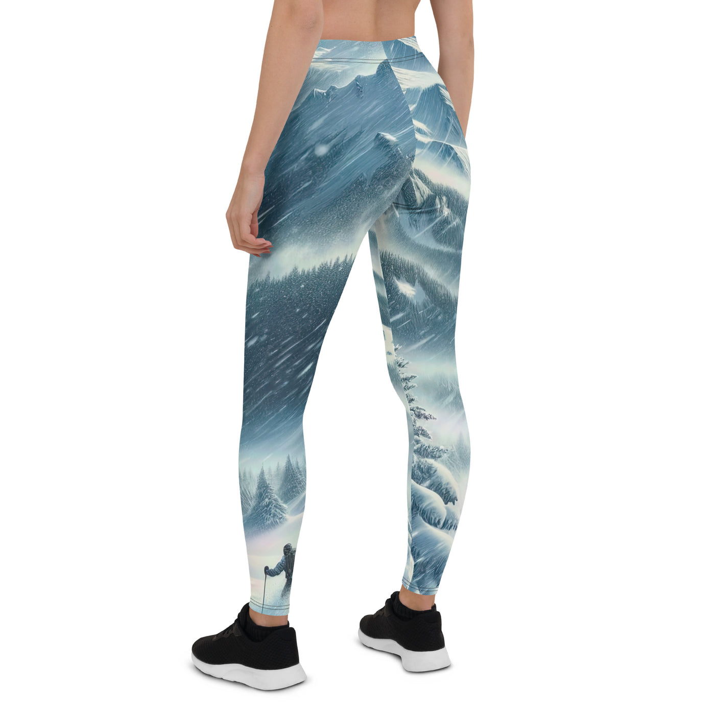 Alpine Wildnis im Wintersturm mit Skifahrer, verschneite Landschaft - Leggings (All-Over Print) klettern ski xxx yyy zzz