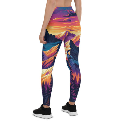 Lebendiger Alpen-Sonnenuntergang, schneebedeckte Gipfel in warmen Tönen - Leggings (All-Over Print) berge xxx yyy zzz