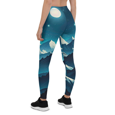 Sternenklare Nacht über den Alpen, Vollmondschein auf Schneegipfeln - Leggings (All-Over Print) berge xxx yyy zzz