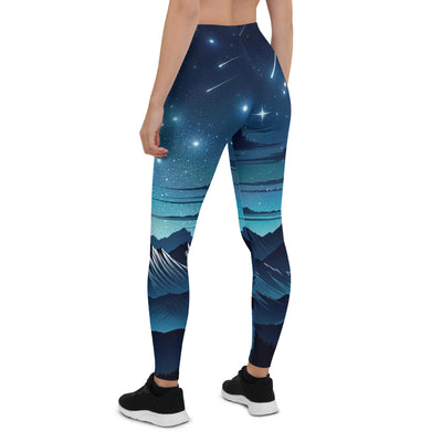 Alpen unter Sternenhimmel mit glitzernden Sternen und Meteoren - Leggings (All-Over Print) berge xxx yyy zzz