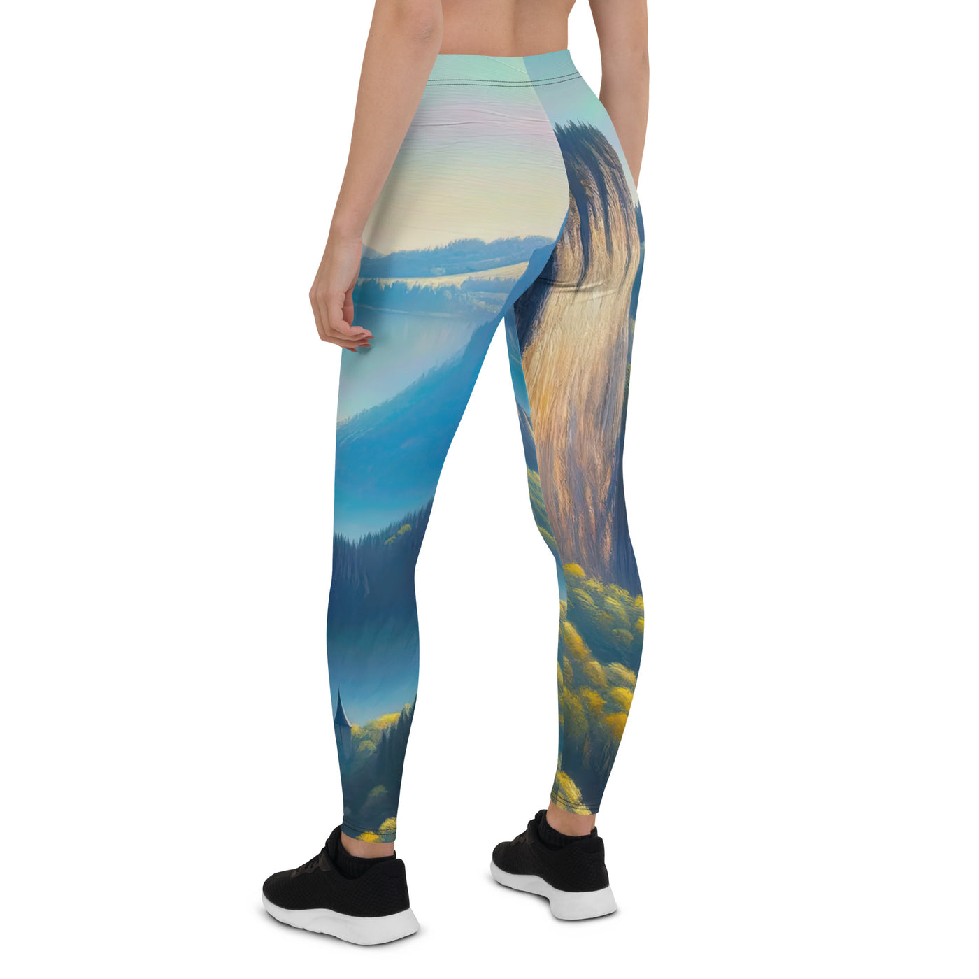 Ölgemälde einer ruhigen Szene in Luxemburg mit Heißluftballon und blauem Himmel - Leggings (All-Over Print) berge xxx yyy zzz