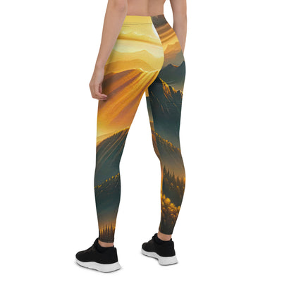 Ölgemälde der Berge in der goldenen Stunde, Sonnenuntergang über warmer Landschaft - Leggings (All-Over Print) berge xxx yyy zzz